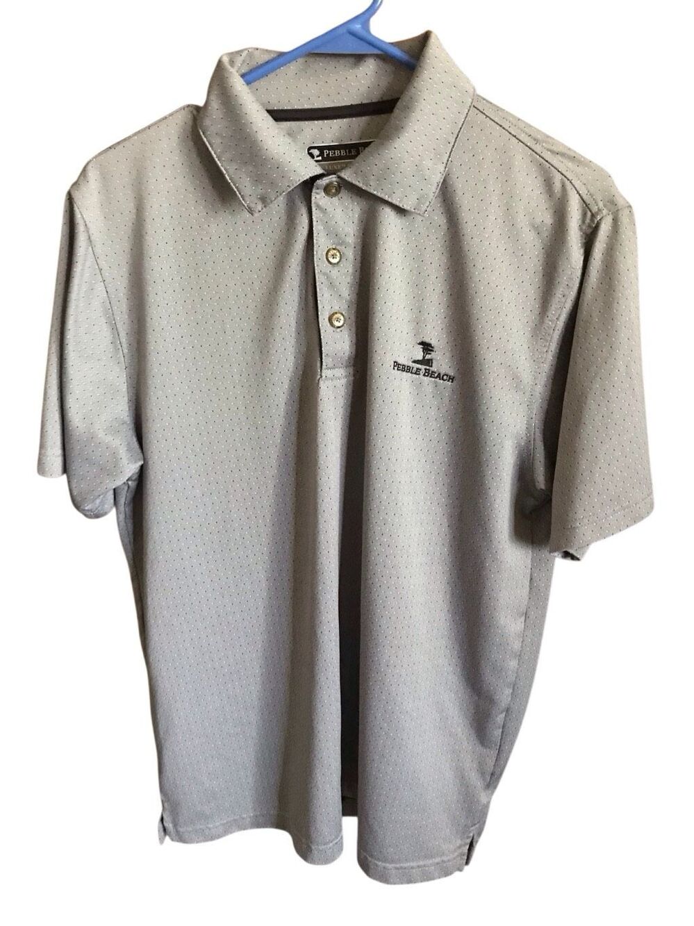 Pebble Beach Performance Gray Golf Polo shirt Size Medium logo
